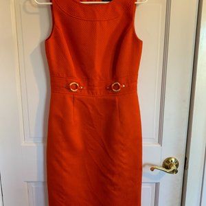 Tahari sheath dress, orange textured - great condition